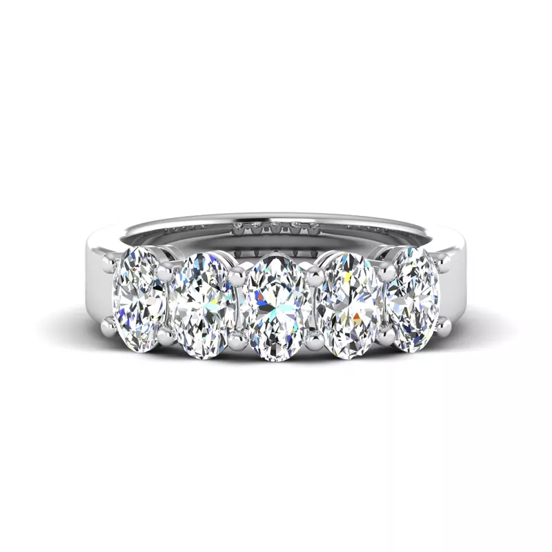 18K White Gold Aviana 5 Stone Shared Prong Lab Anniversary Band
