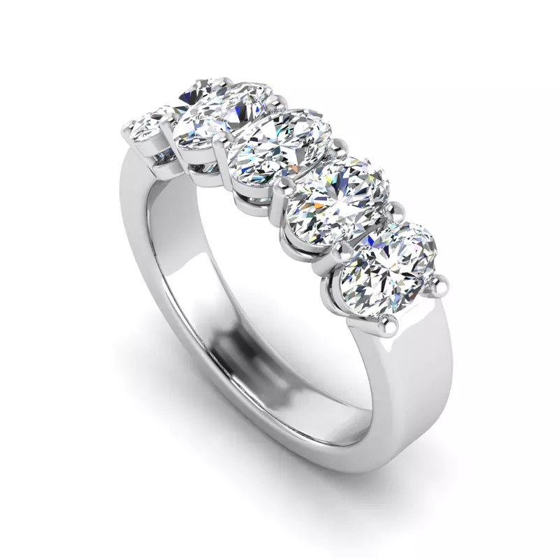 18K White Gold Aviana 5 Stone Shared Prong Lab Anniversary Band