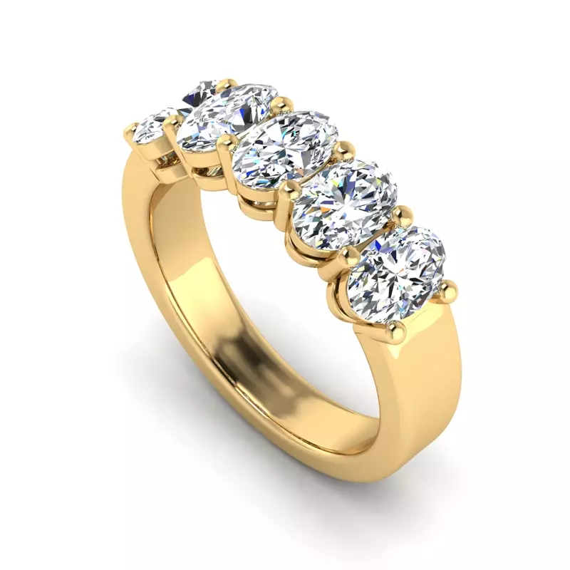 18K Yellow Gold Aviana 5 Stone Shared Prong Lab Anniversary Band