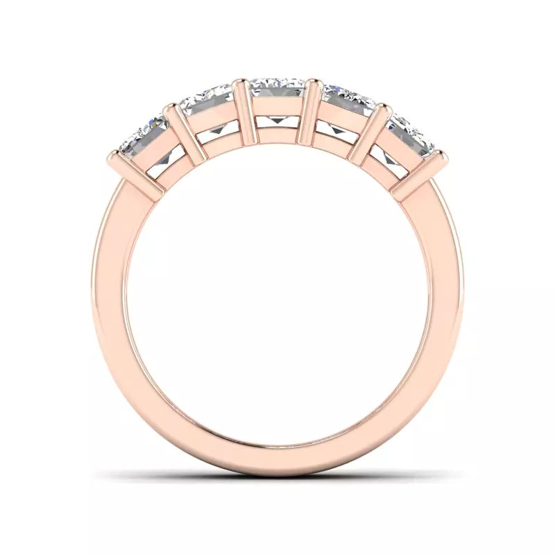 14K Rose Gold Lorelai 5 Stone Shared Prong Anniversary Band