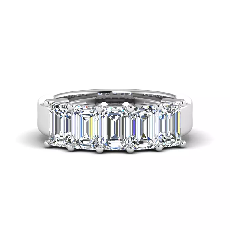 14K White Gold Lorelai 5 Stone Shared Prong Lab Anniversary Band
