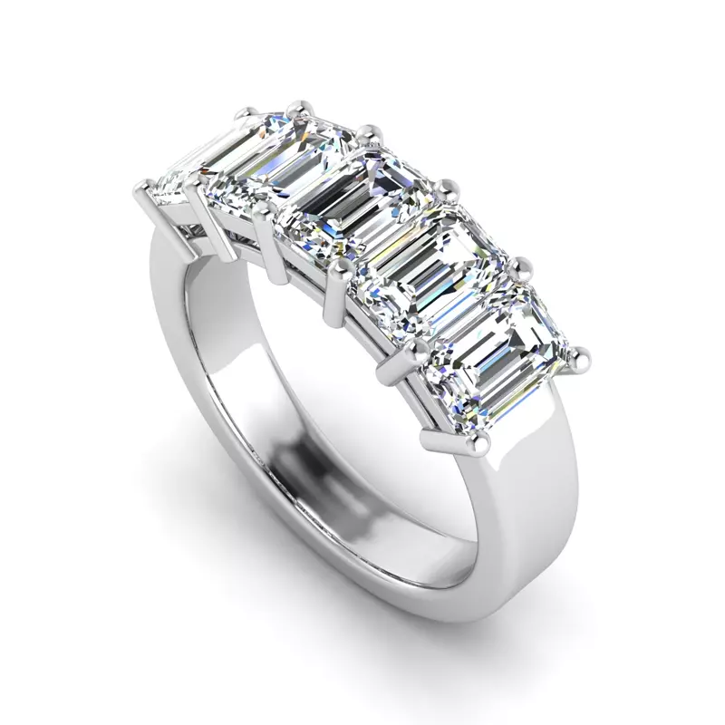 14K White Gold Lorelai 5 Stone Shared Prong Lab Anniversary Band