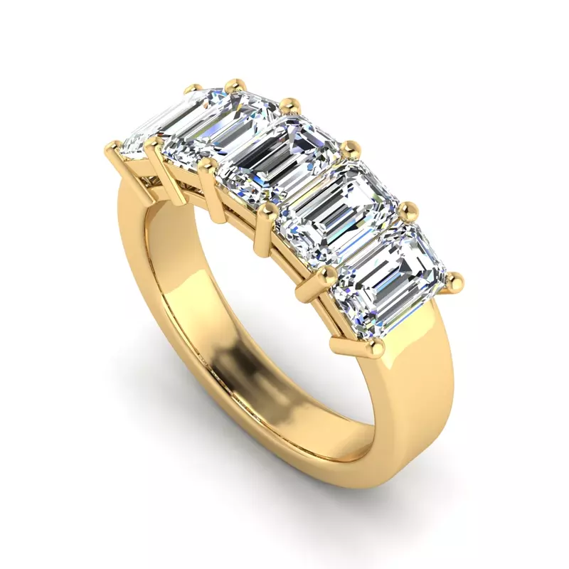 14K Yellow Gold Lorelai 5 Stone Shared Prong Lab Anniversary Band