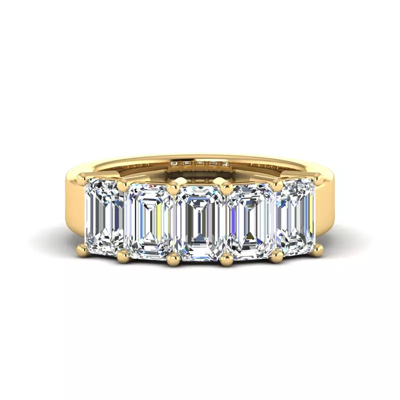 18K Yellow Gold Lorelai 5 Stone Shared Prong Lab Anniversary Band