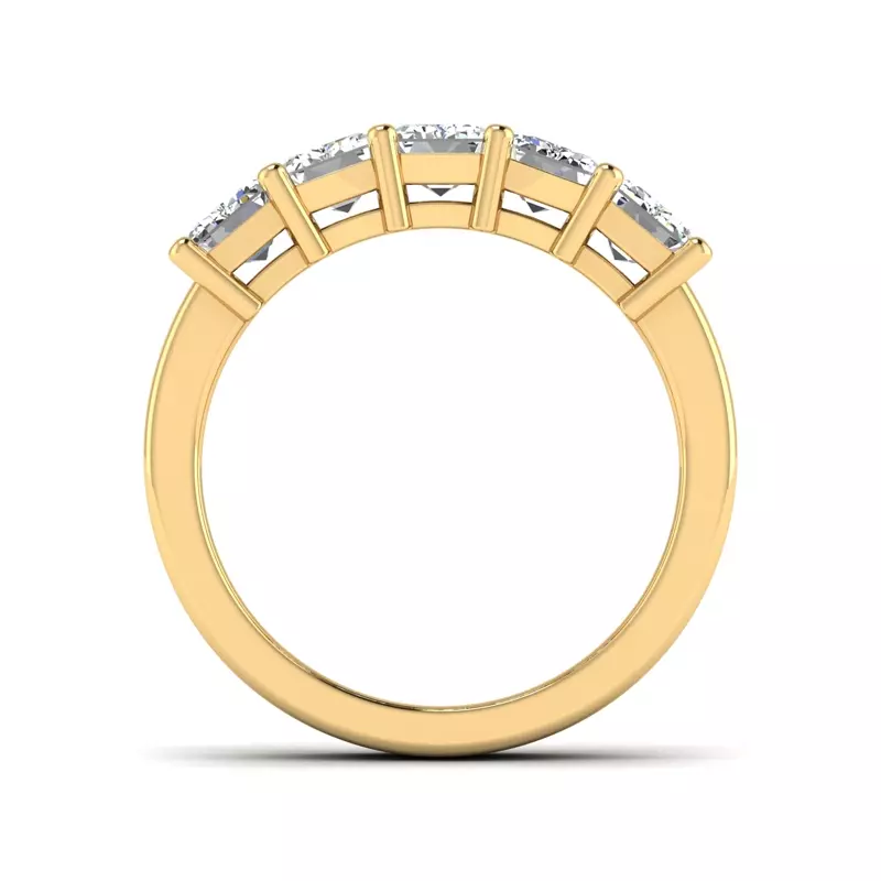18K Yellow Gold Lorelai 5 Stone Shared Prong Lab Anniversary Band