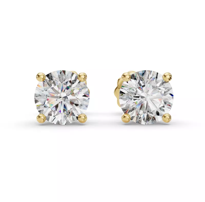 14K Yellow Gold Hidden Halo Diamond Studs