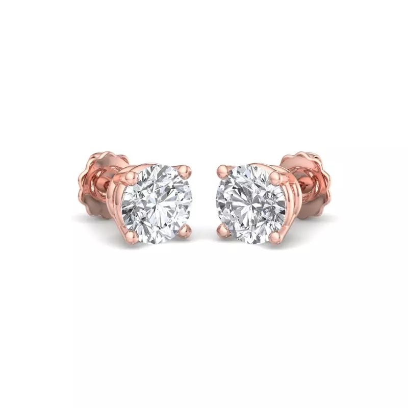 14K Rose Gold Four-Prong Earrings