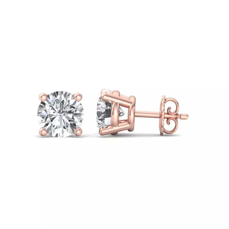 14K Rose Gold Four-Prong Earrings