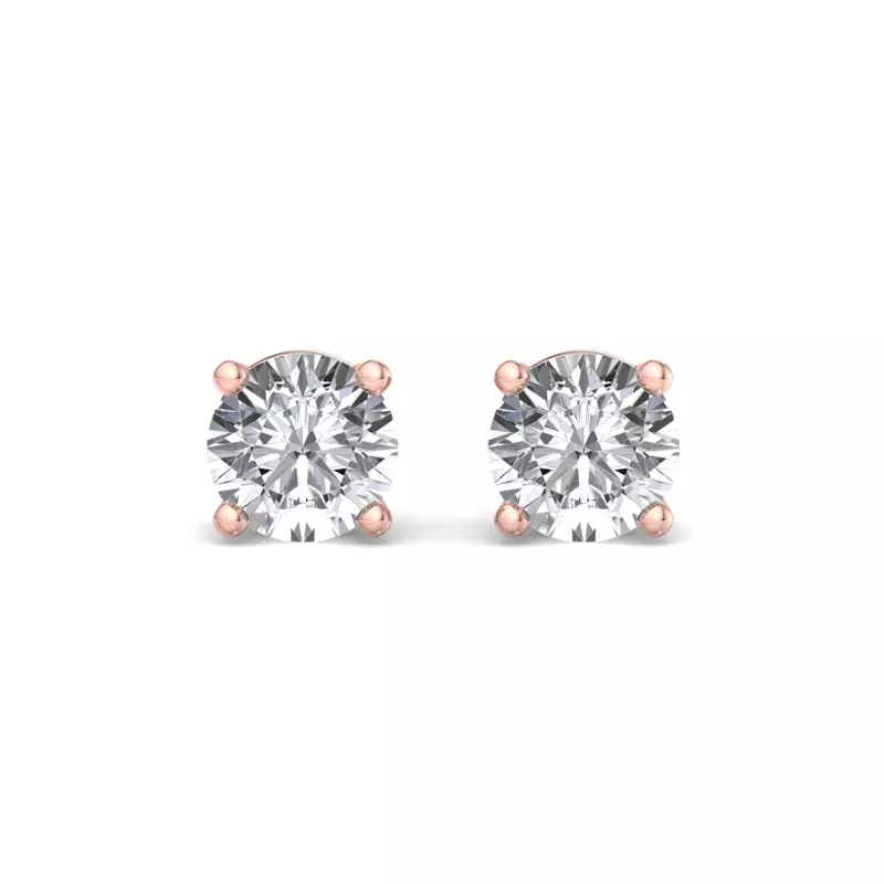 14K Rose Gold Four-Prong Earrings