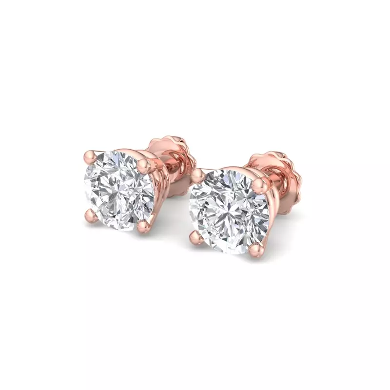 14K Rose Gold Four-Prong Earrings