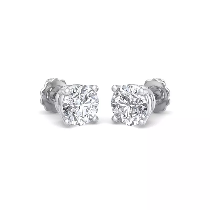 18K White Gold Four-Prong Earrings