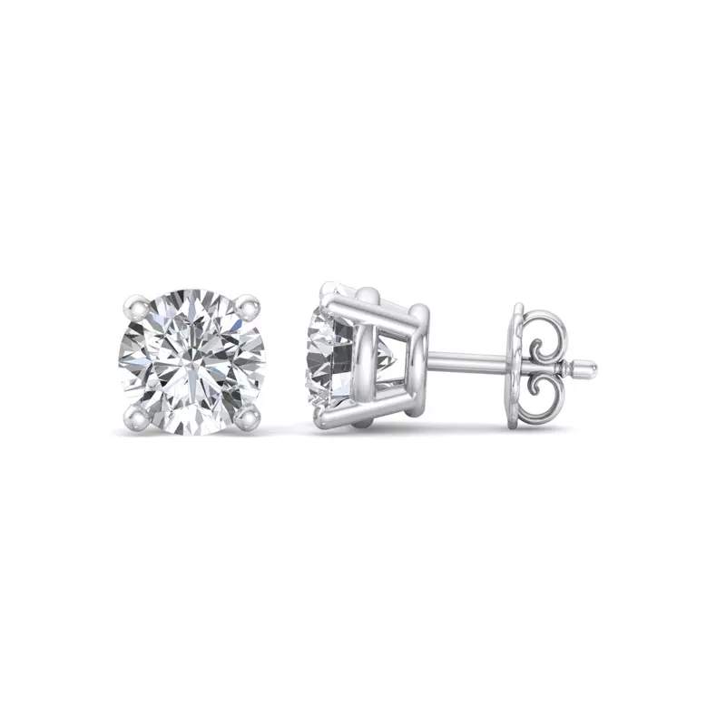 18K White Gold Four-Prong Earrings