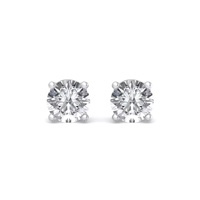 18K White Gold Four-Prong Earrings