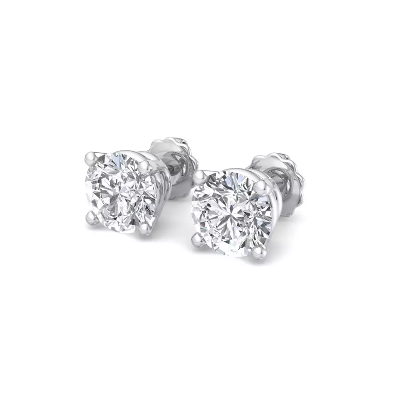 18K White Gold Four-Prong Earrings