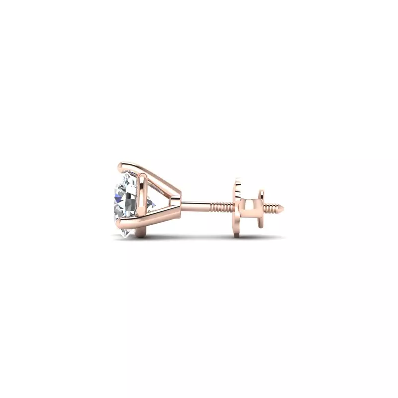 14K Rose Gold Three-Prong Martini Screw Back Earrings