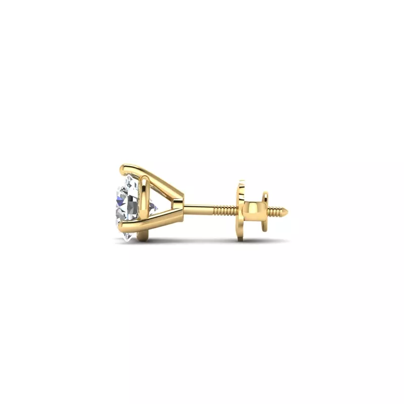 18K Yellow Gold Three-Prong Martini Screw Back Earrings