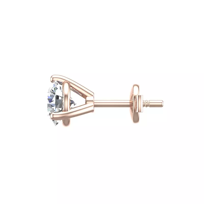 14K Rose Gold Three-Prong Martini Guardian Back Earrings