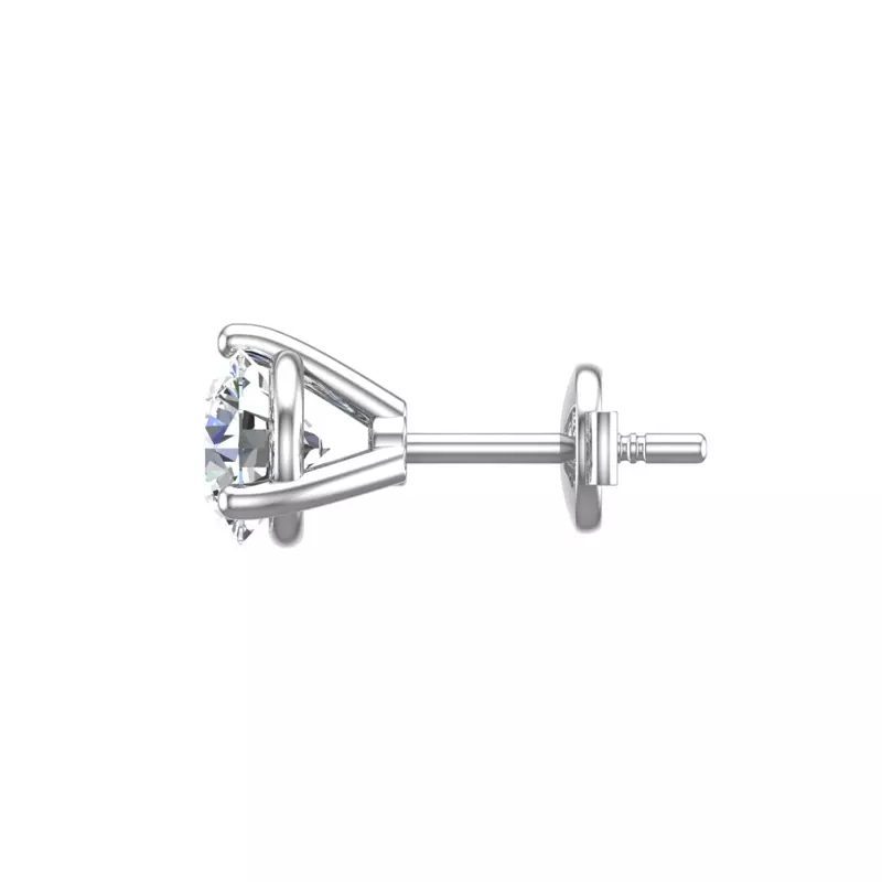 14K White Gold Three-Prong Martini Guardian Back Earrings