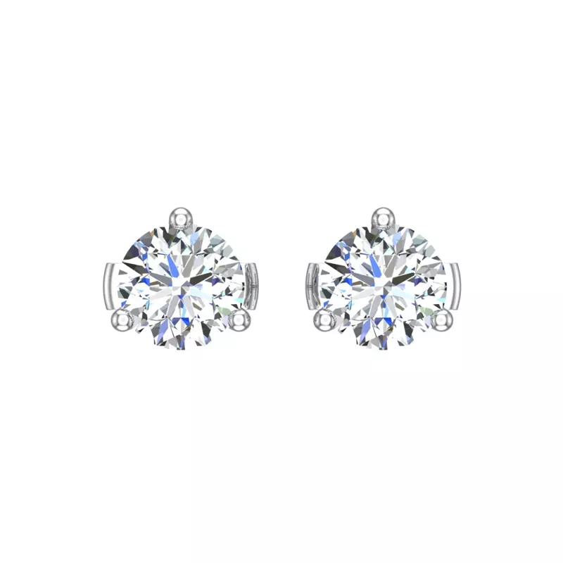 18K White Gold Three-Prong Martini Guardian Back Earrings