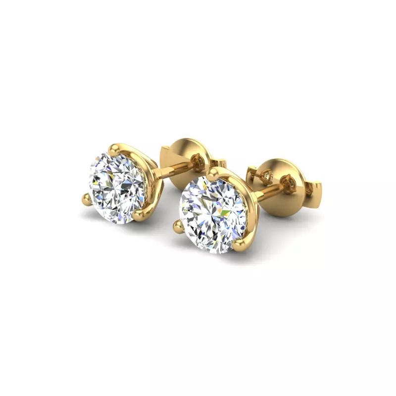 18K Yellow Gold Three-Prong Martini Guardian Back Earrings