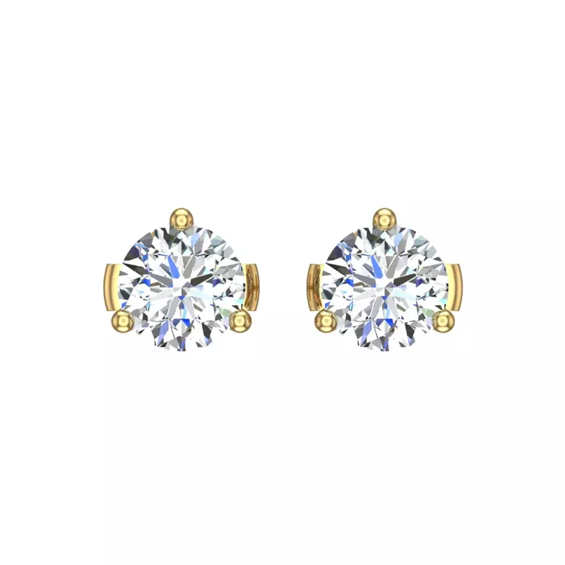 18K Yellow Gold Three-Prong Martini Guardian Back Earrings