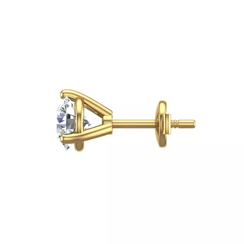 18K Yellow Gold Three-Prong Martini Guardian Back Earrings