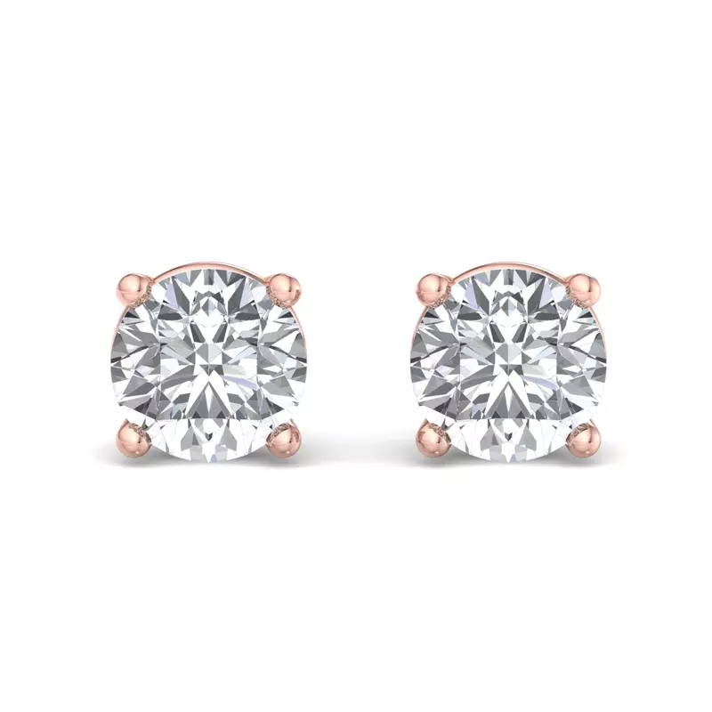 14K Rose Gold Four-Prong Screw Back Earrings