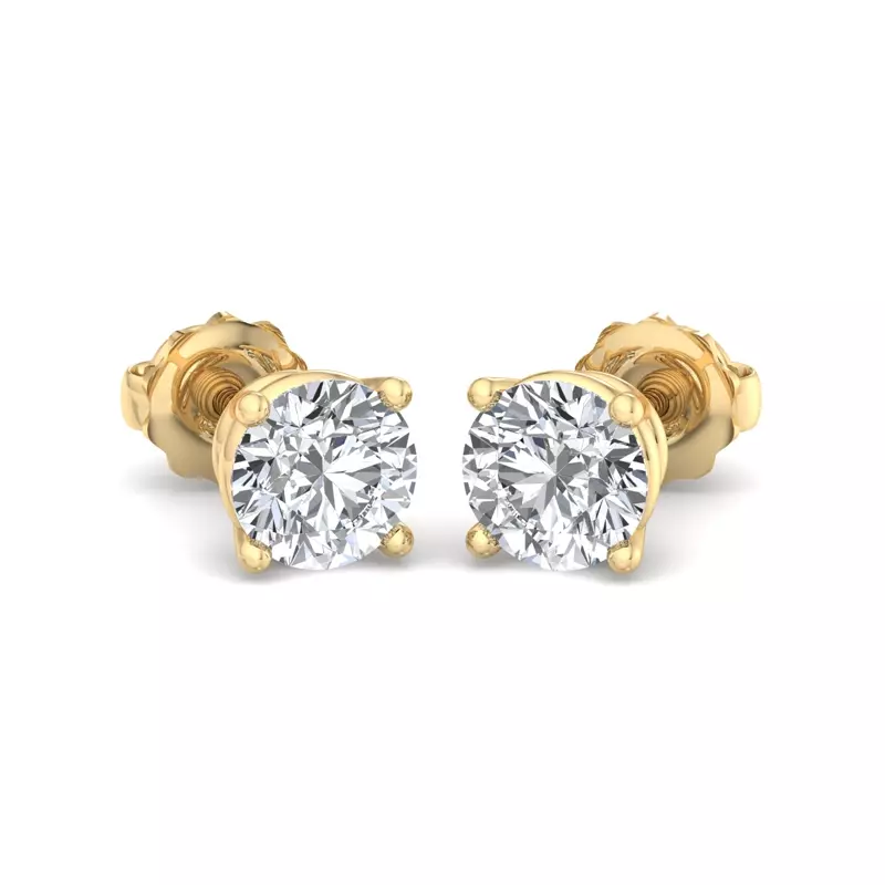 14K Yellow Gold Four-Prong Screw Back Earrings