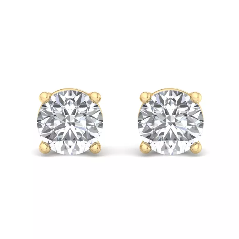 14K Yellow Gold Four-Prong Screw Back Earrings