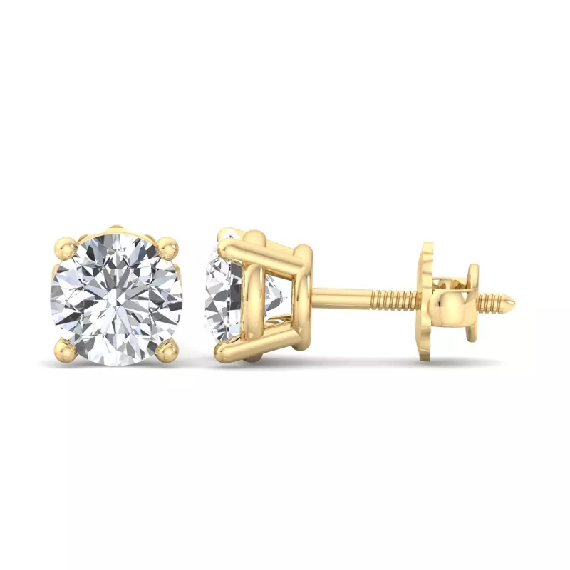 18K Yellow Gold Four-Prong Screw Back Earrings