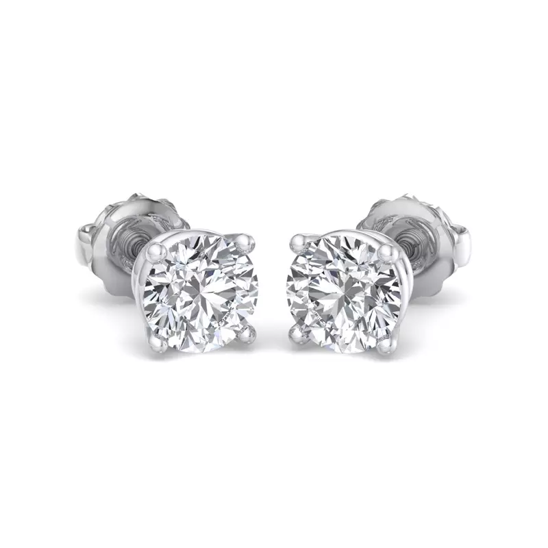 Platinum Four-Prong Screw Back Earrings
