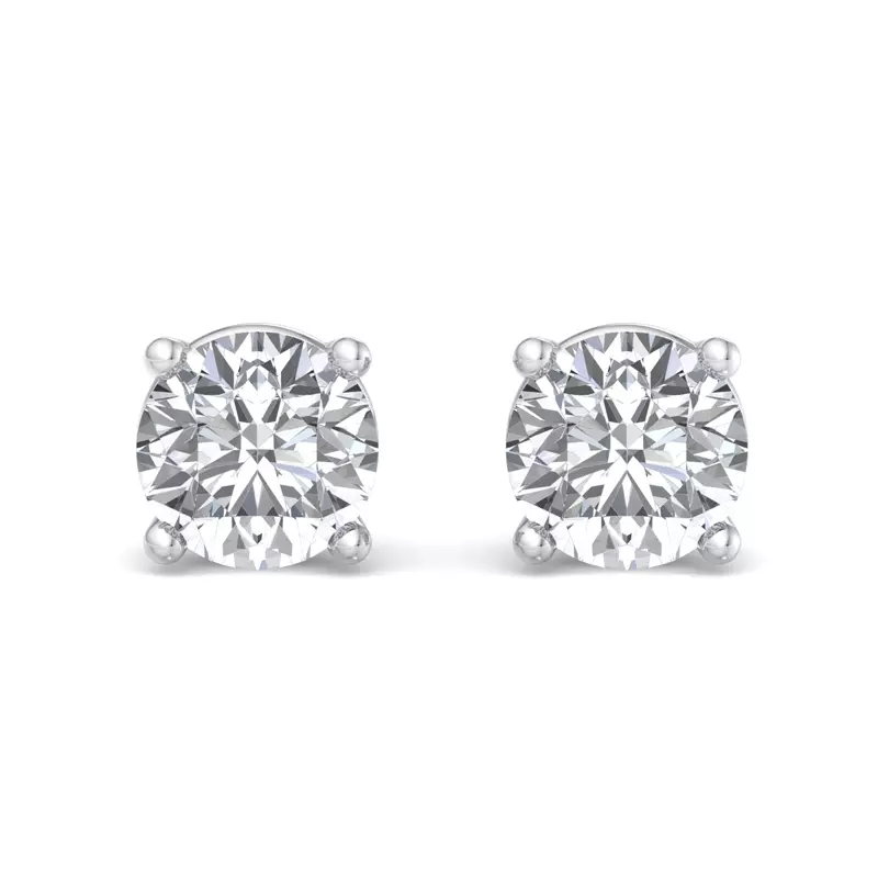 Platinum Four-Prong Screw Back Earrings