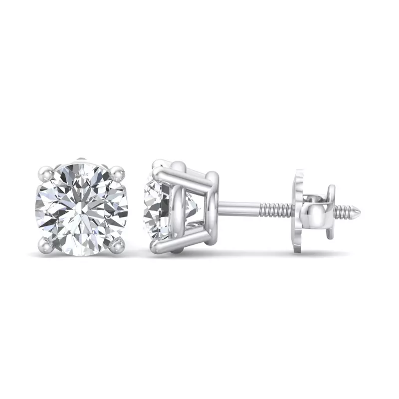 Platinum Four-Prong Screw Back Earrings