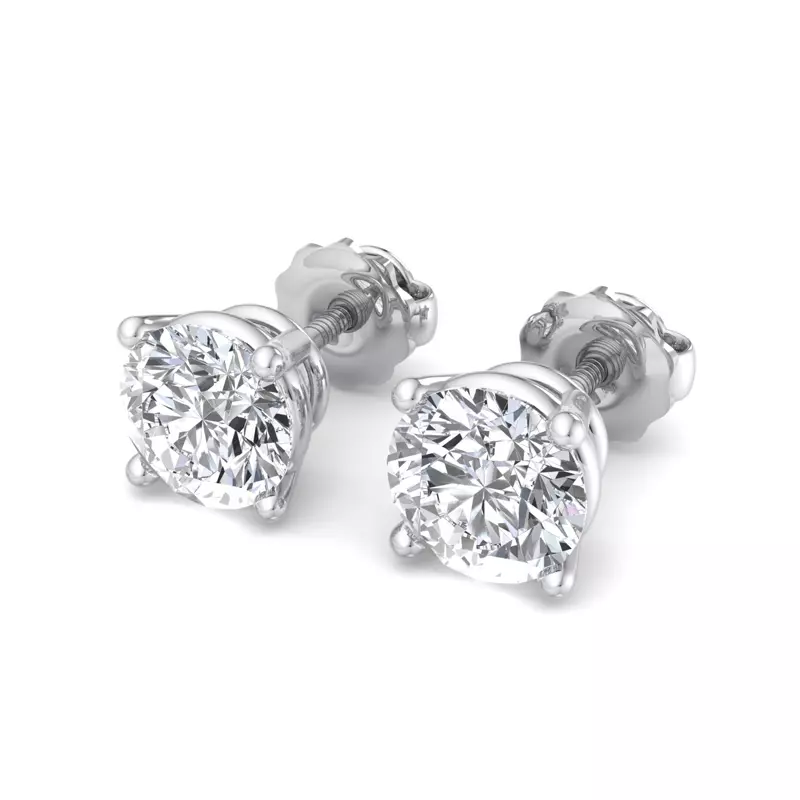 Platinum Four-Prong Screw Back Earrings