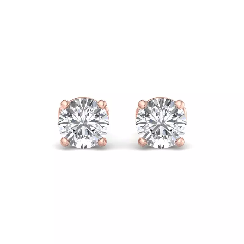14K Rose Gold Four-Prong Guardian Back Earrings