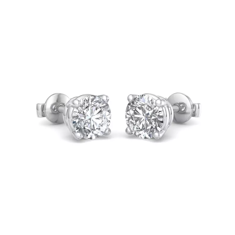 14K White Gold Four-Prong Guardian Back Earrings