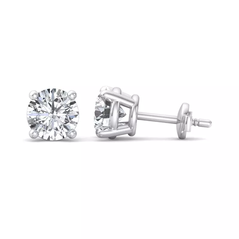 14K White Gold Four-Prong Guardian Back Earrings