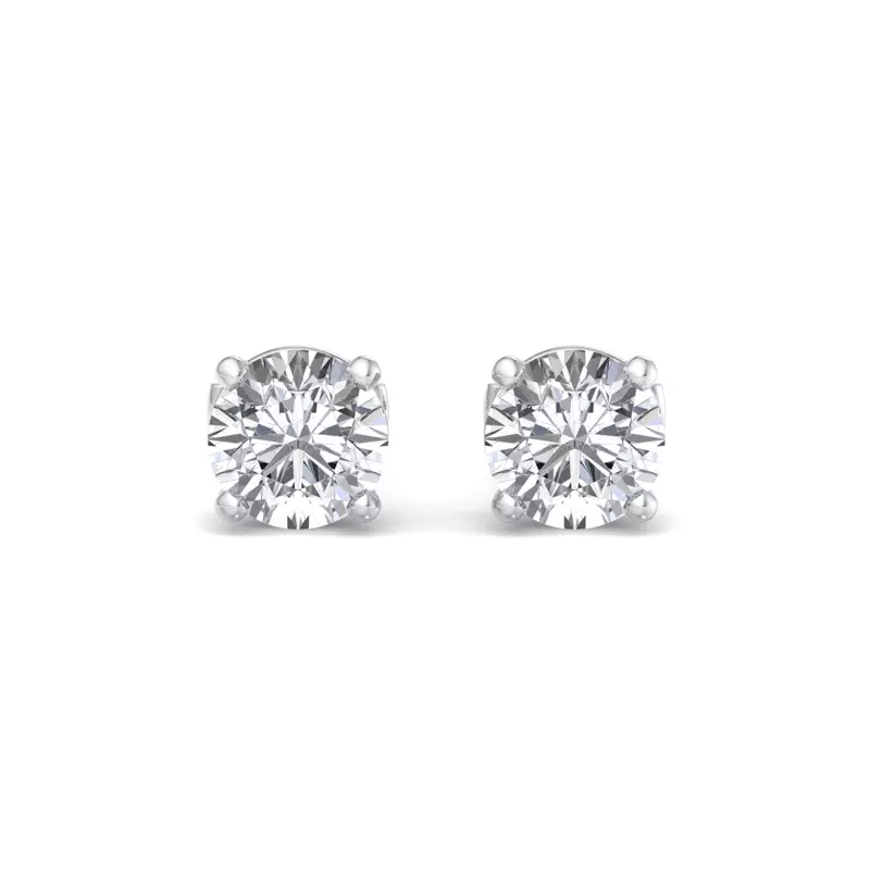 14K White Gold Four-Prong Guardian Back Earrings