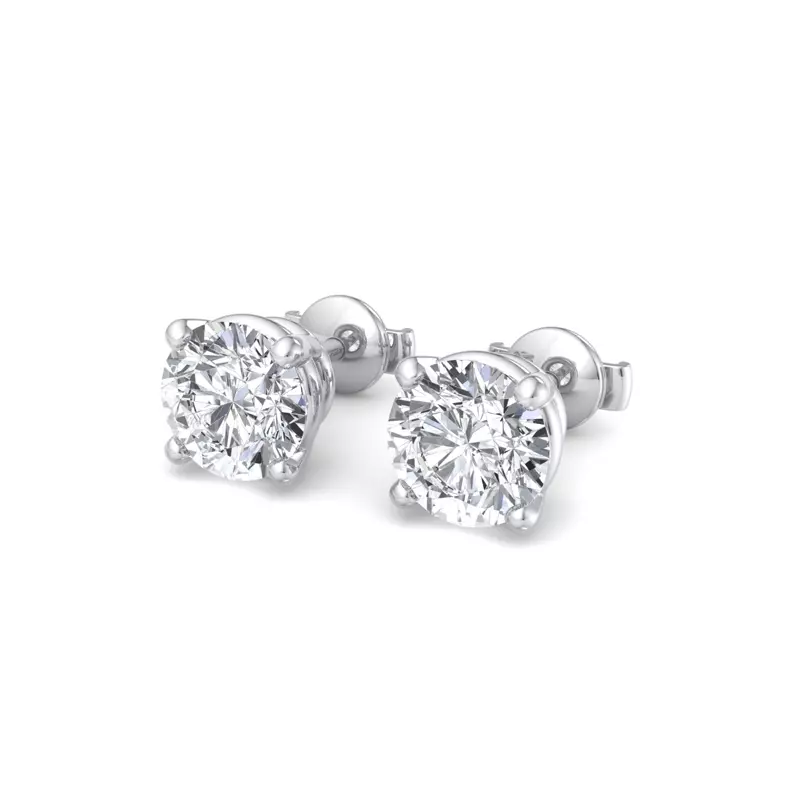 14K White Gold Four-Prong Guardian Back Earrings