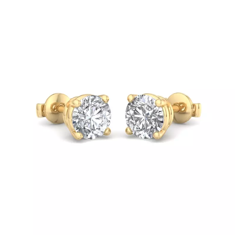 14K Yellow Gold Four-Prong Guardian Back Earrings