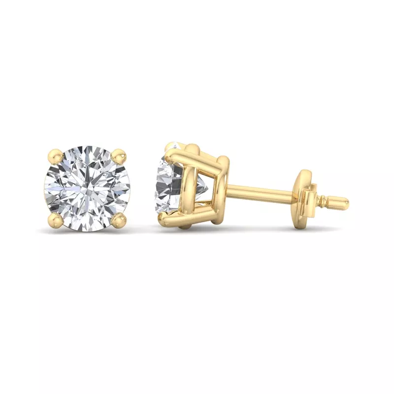 14K Yellow Gold Four-Prong Guardian Back Earrings