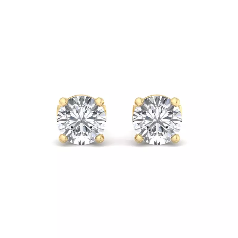 14K Yellow Gold Four-Prong Guardian Back Earrings
