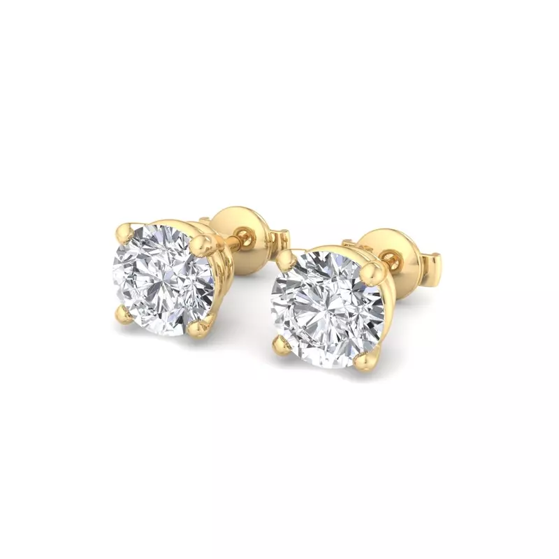 14K Yellow Gold Four-Prong Guardian Back Earrings