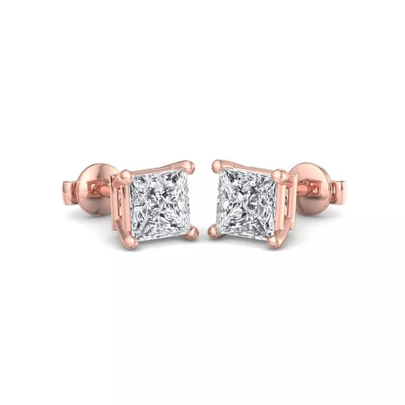 14K Rose Gold Fancy Shape Guardian Back Earrings