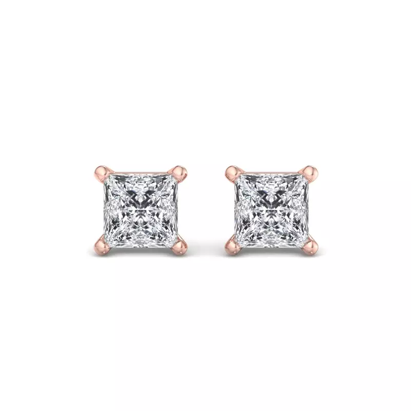 14K Rose Gold Fancy Shape Guardian Back Earrings