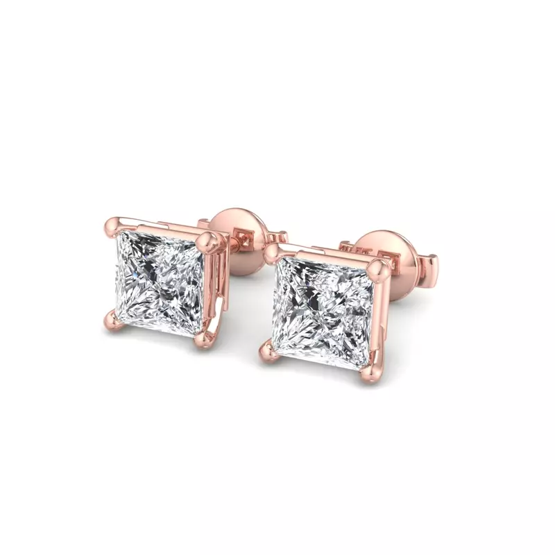 14K Rose Gold Fancy Shape Guardian Back Earrings
