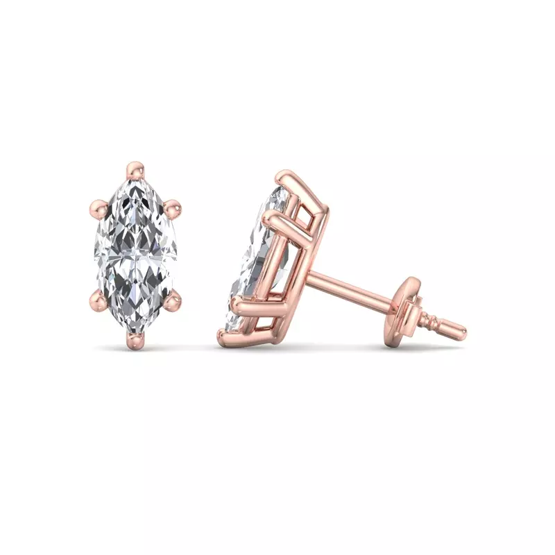 14K Rose Gold Fancy Shape Guardian Back Earrings