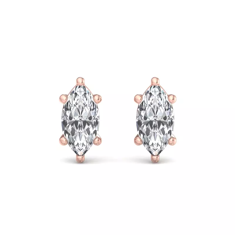 14K Rose Gold Fancy Shape Guardian Back Earrings