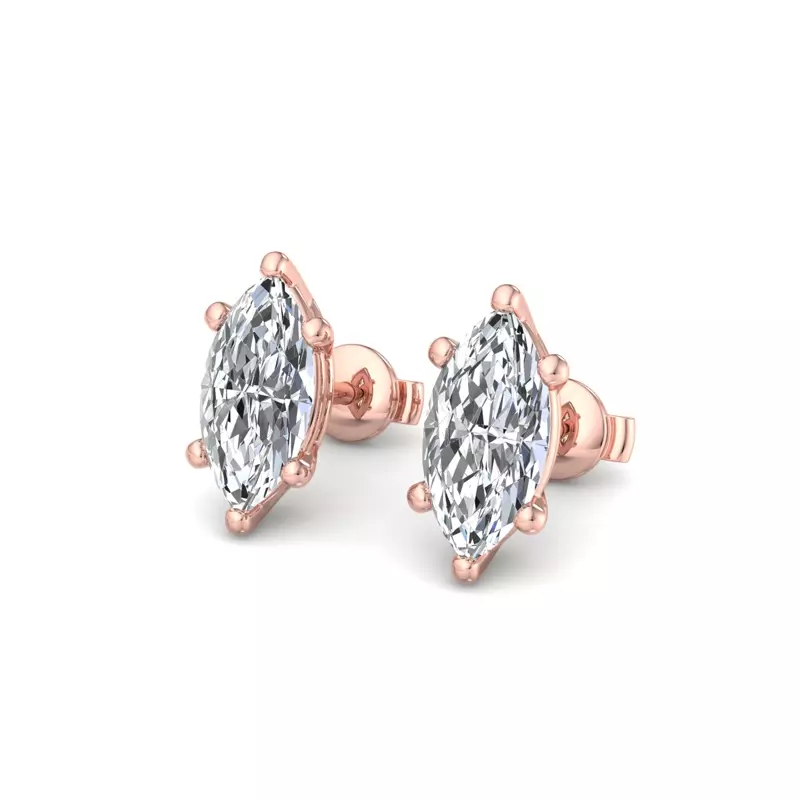 14K Rose Gold Fancy Shape Guardian Back Earrings