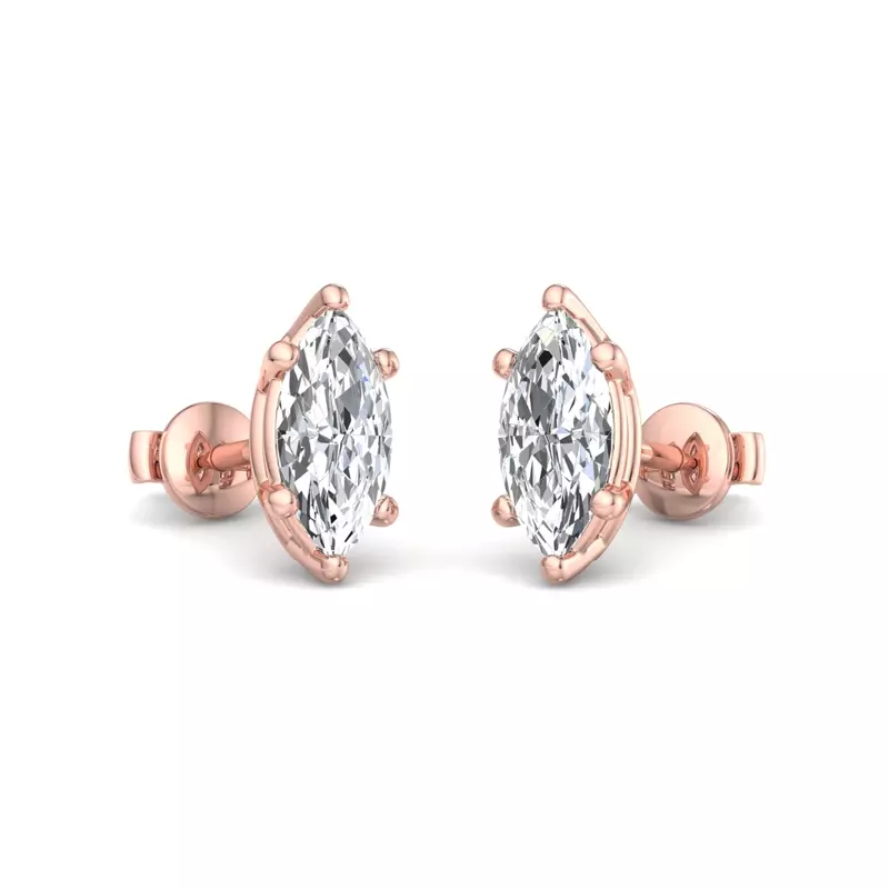 14K Rose Gold Fancy Shape Guardian Back Earrings